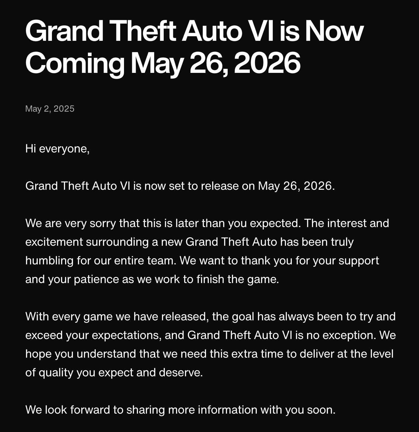 GTA VI Ho N Ph T H Nh Sang 2026 Fan D I C Th M M T N M Gta Thong Bao 